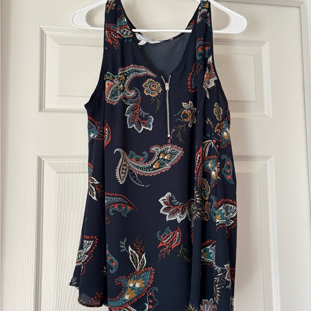 Scott Navy Paisley Sleeveless Top